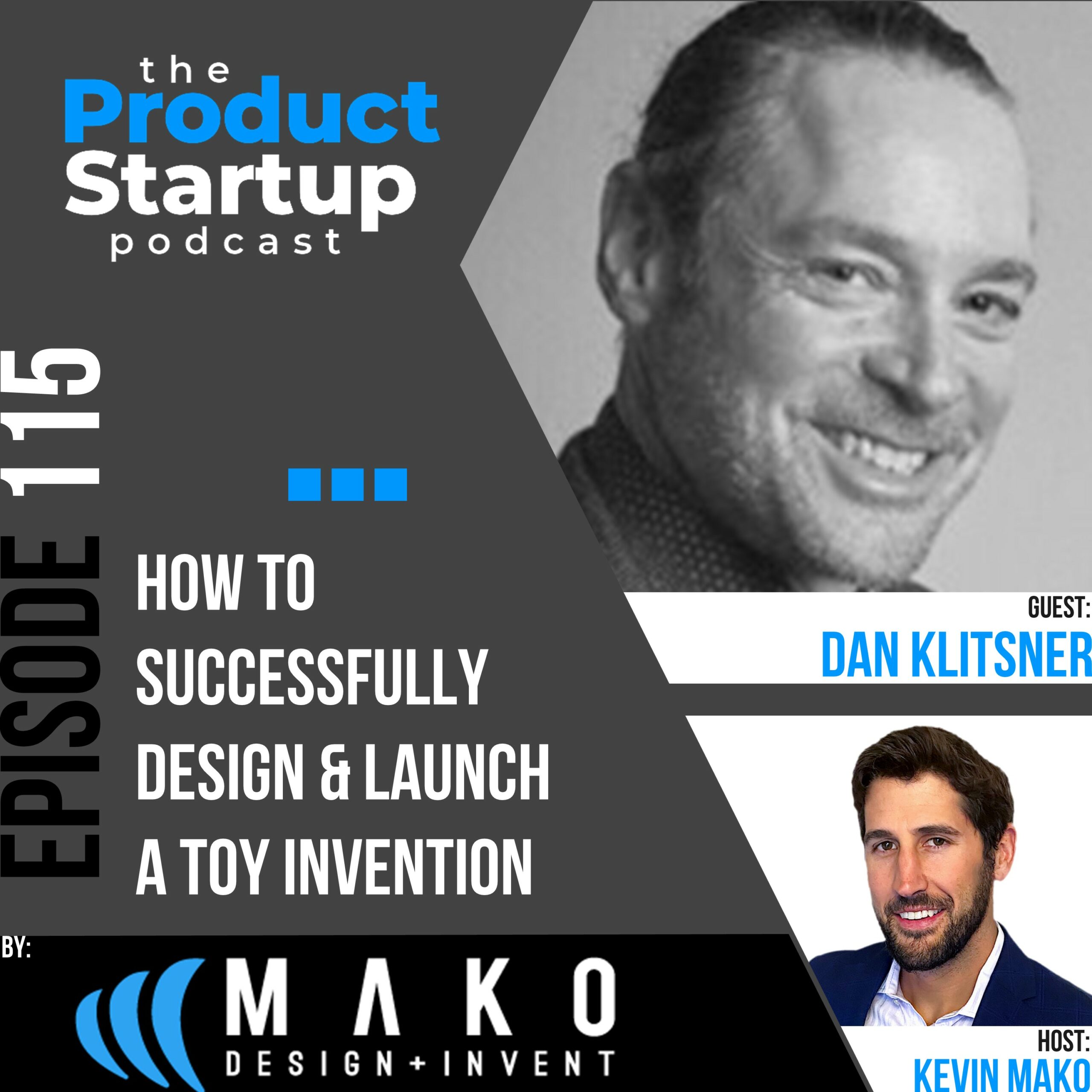 Podcast cover for Episode 115 about design and Launch a Toy Invention
