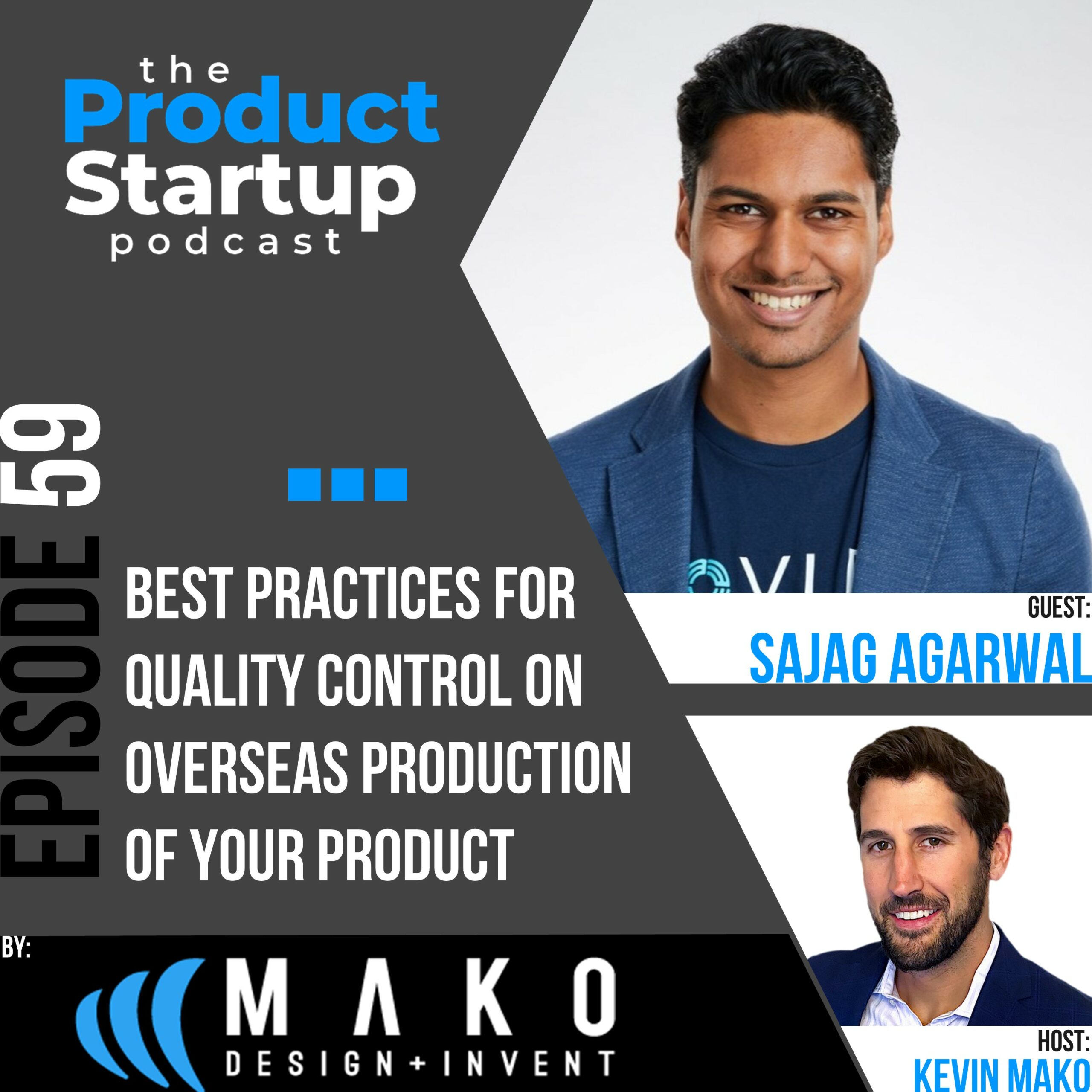 Podcast cover for Episode 59 about quality Control for Overseas Product Manufacturing