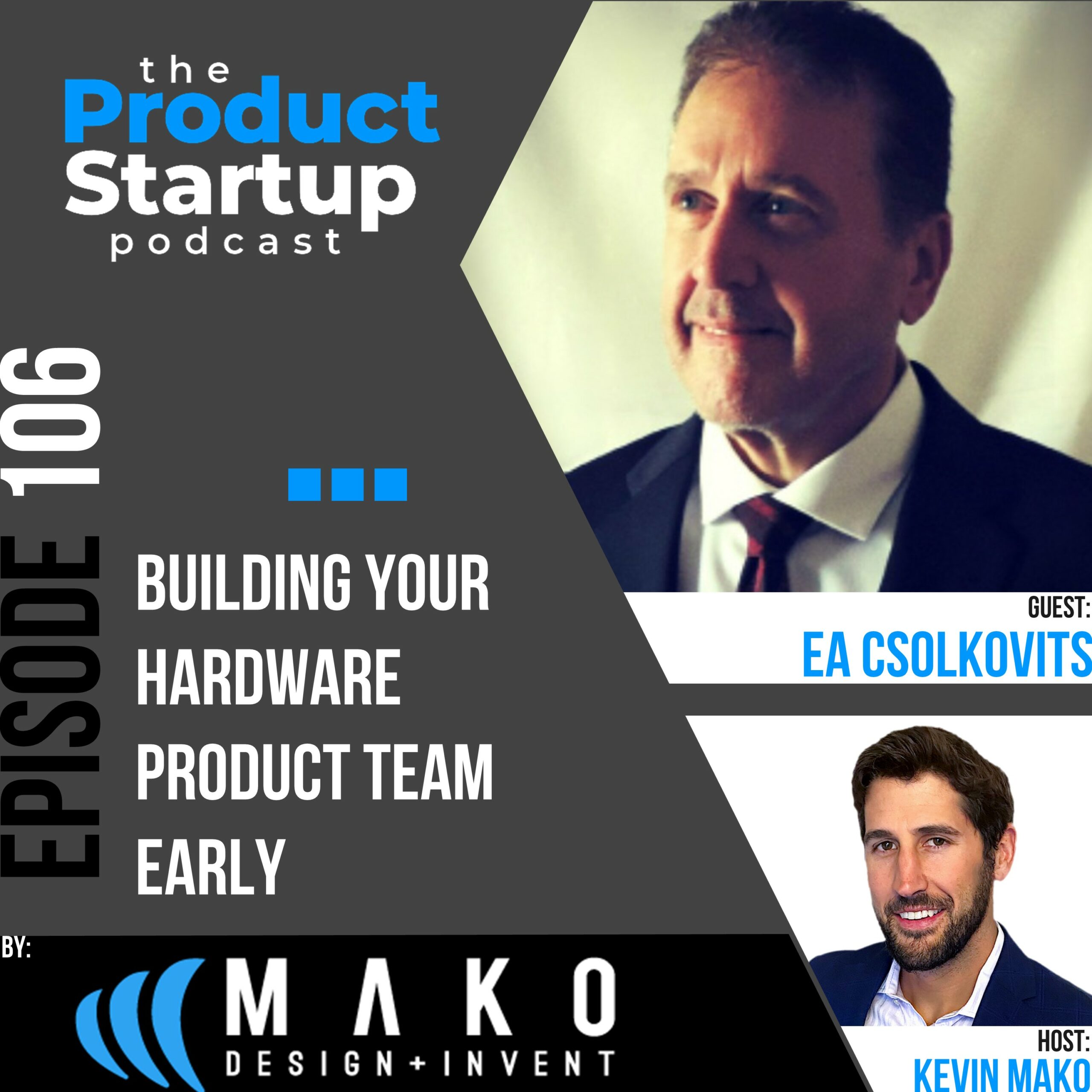 Podcast cover for Episode 106 about build an Early Hardware Startup Team