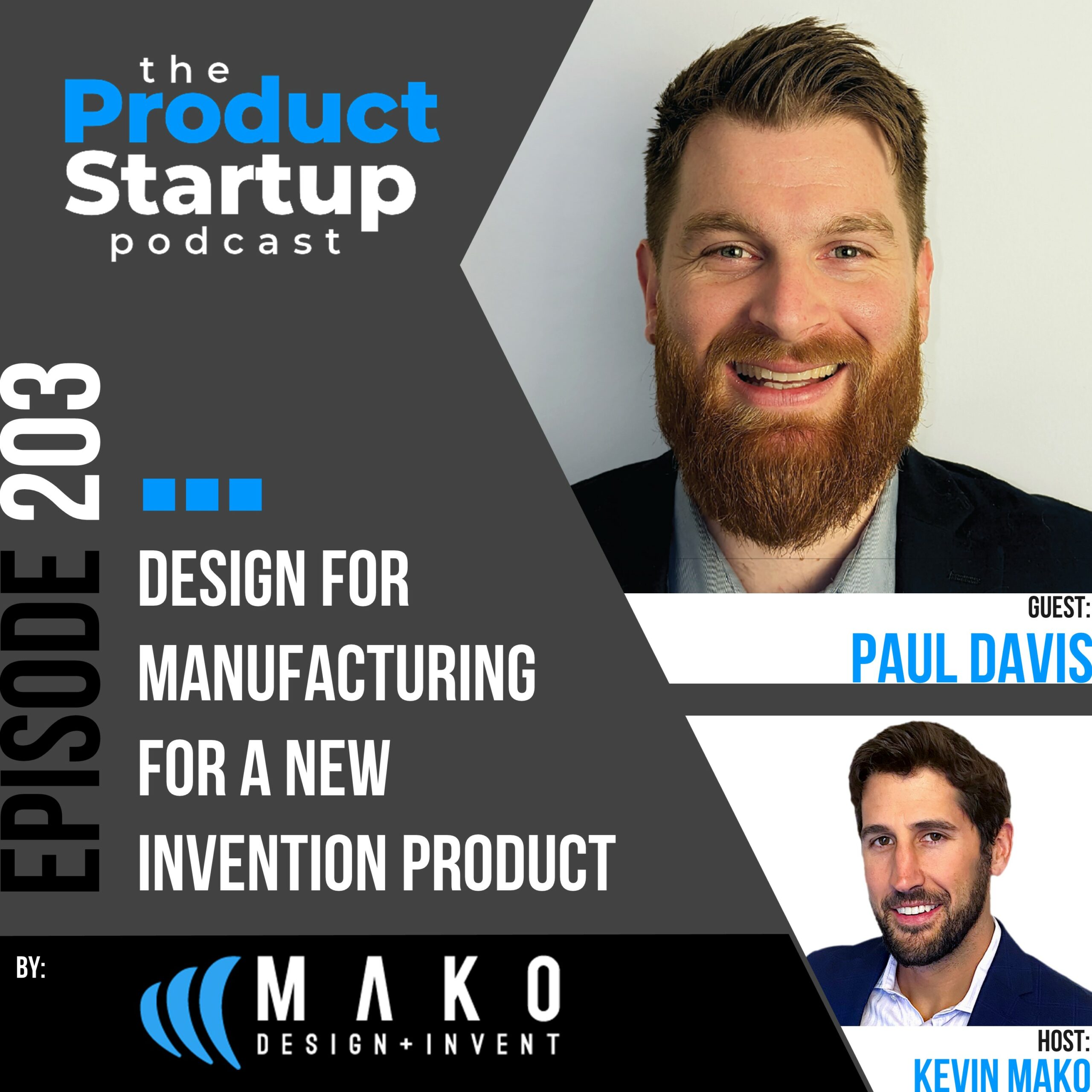 Podcast cover for Episode 203: Design for Manufacturing for New Products